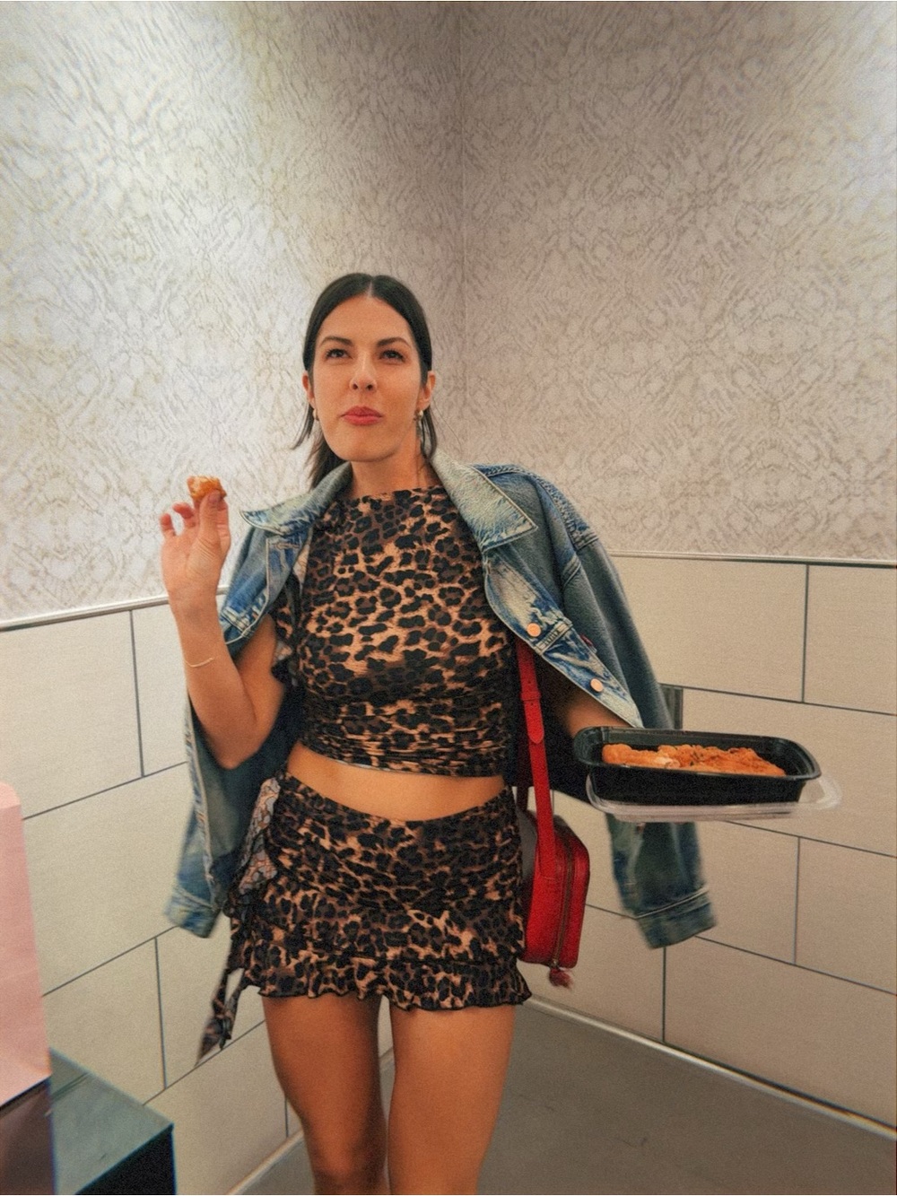 Lioness Leopard Print Two-Piece Set: Crop Top and Ruffle Mini Skirt